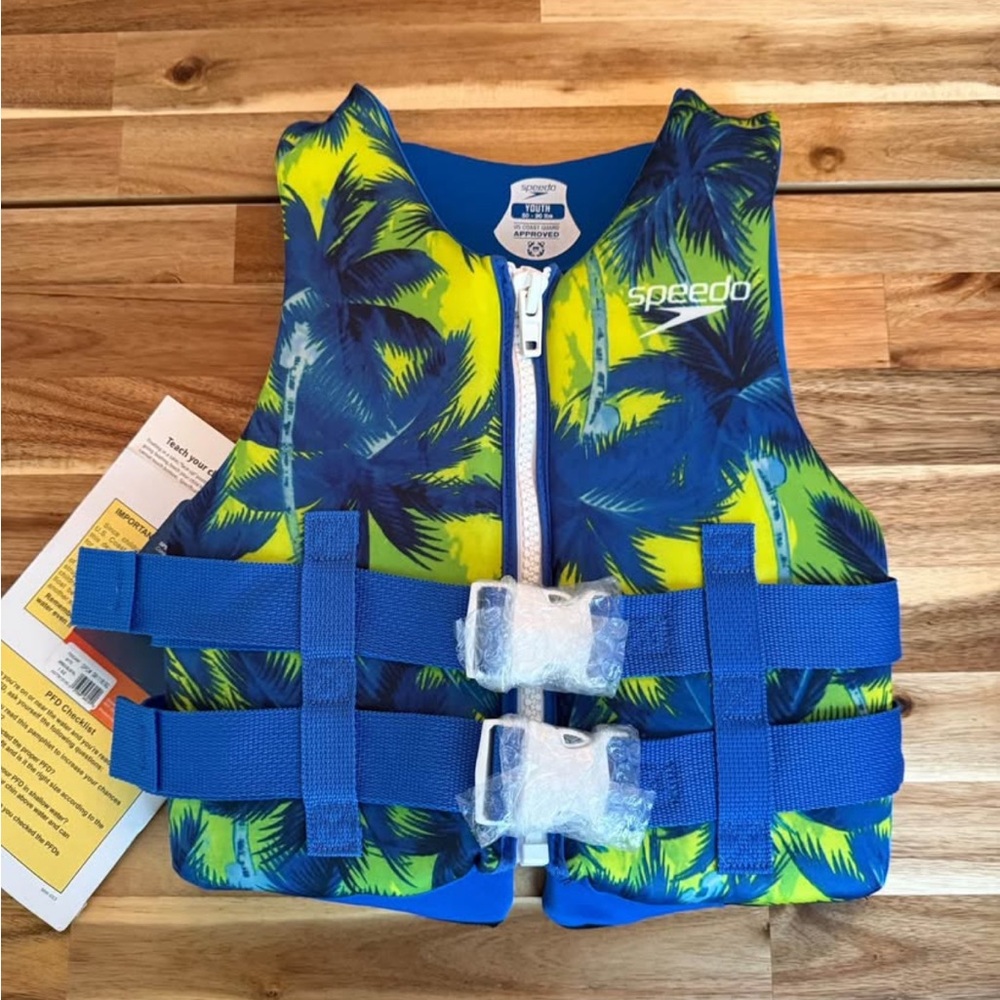 Speedo Kids Swim Vest - Tropical Blue and Lime